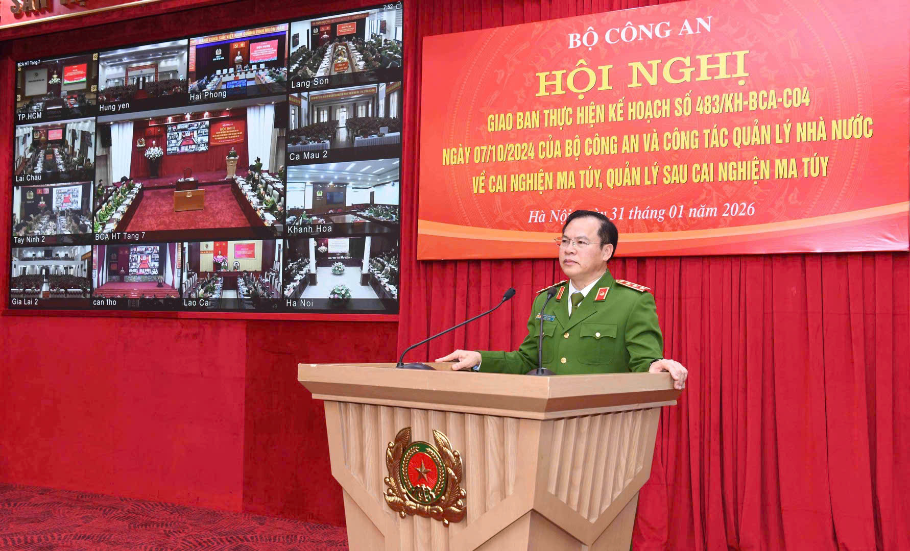 Đồng chí Thượng tướng Nguyễn Văn Long, Thứ trưởng Bộ Công an phát biểu chỉ đạo tại Hội nghị