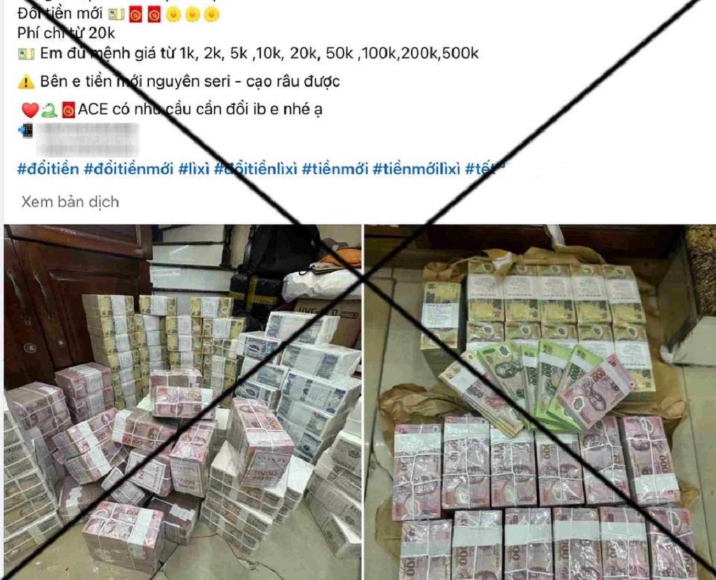 Cảnh báo hành vi đổi tiền lẻ, tiền mới trái phép
