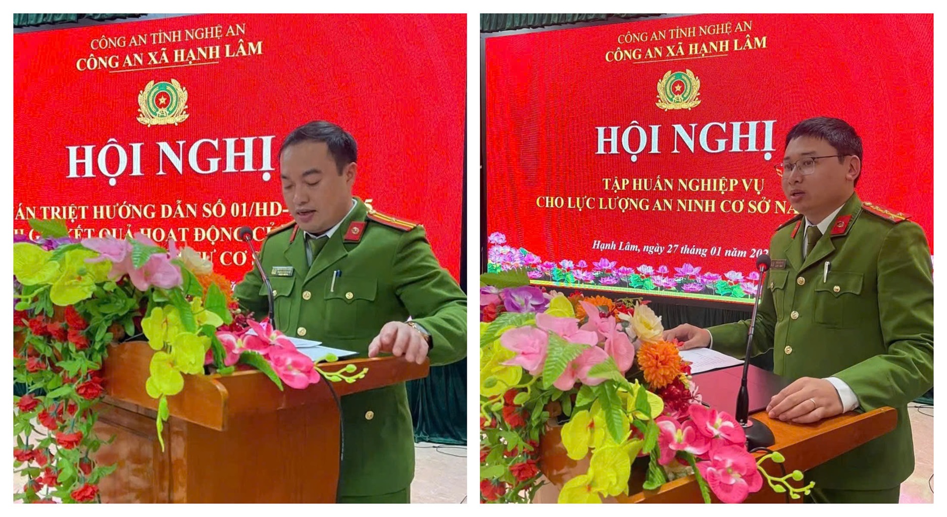 Đại diện Công an xã Hạnh Lâm tập huấn, hướng dẫn nghiệp vụ cho lực lượng ANTT ở cơ sở