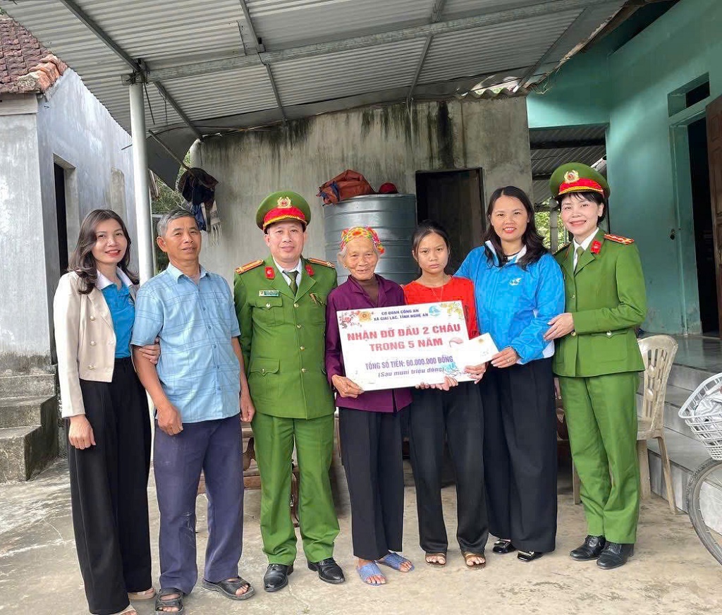 Trao quà cho cháu Phan Thị Bảo Như