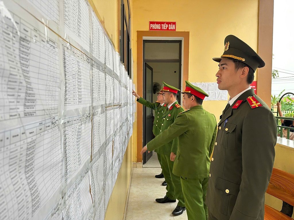 Công an xã Yên Thành tổ chức kiểm tra công tác chuẩn bị bầu cử