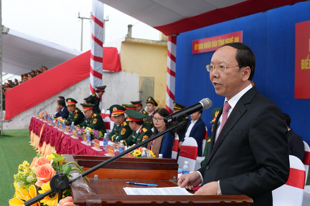 Đồng chí Bùi Thanh An – Ủy viên Ban Thường vụ Tỉnh ủy, Phó Chủ tịch Thường trực UBND tỉnh phát biểu tại buổi lễ