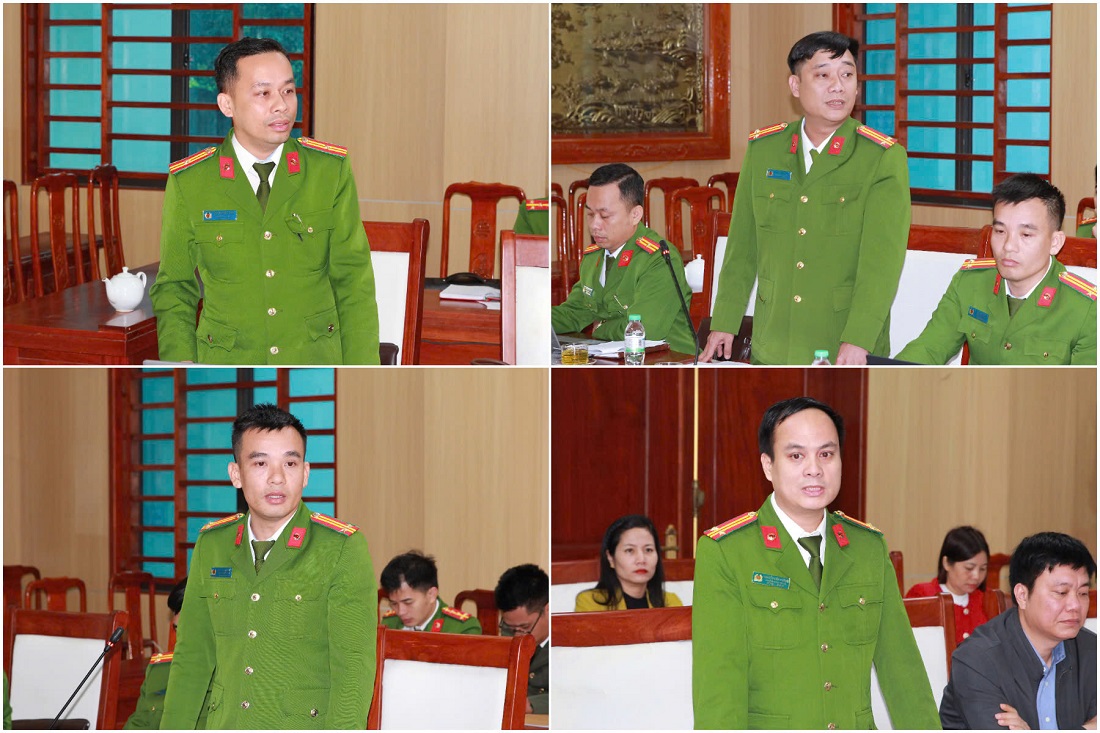 Đại diện chính quyền và Công an 04 xã phát biểu