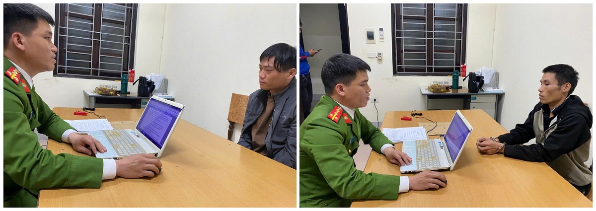 Công an phường làm việc với 02 đối tượng