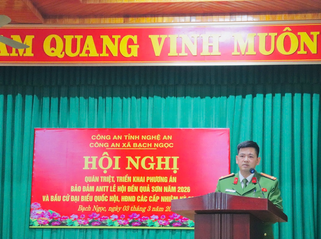 Công an xã Bạch Ngọc quán triệt phương án bảo đảm ANTT trước, trong và sau bầu cử 