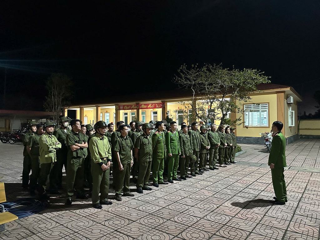 Công an xã quán triệt phương án bảo đảm an ninh trật tự