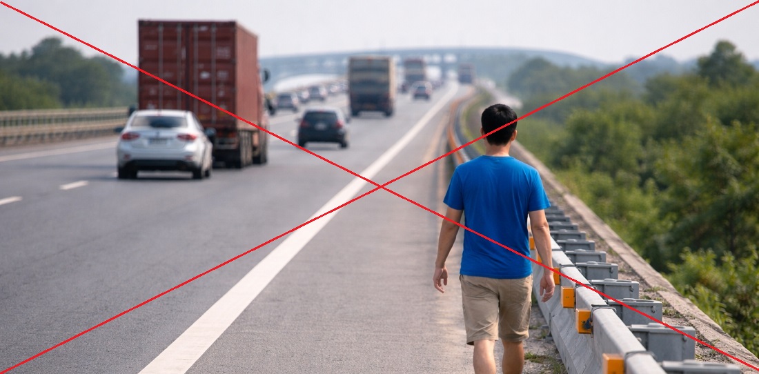 Người đi bộ không được phép đi vào đường cao tốc, trừ trường hợp thực hiện nhiệm vụ quản lý, bảo trì tuyến đường - Ảnh minh họa