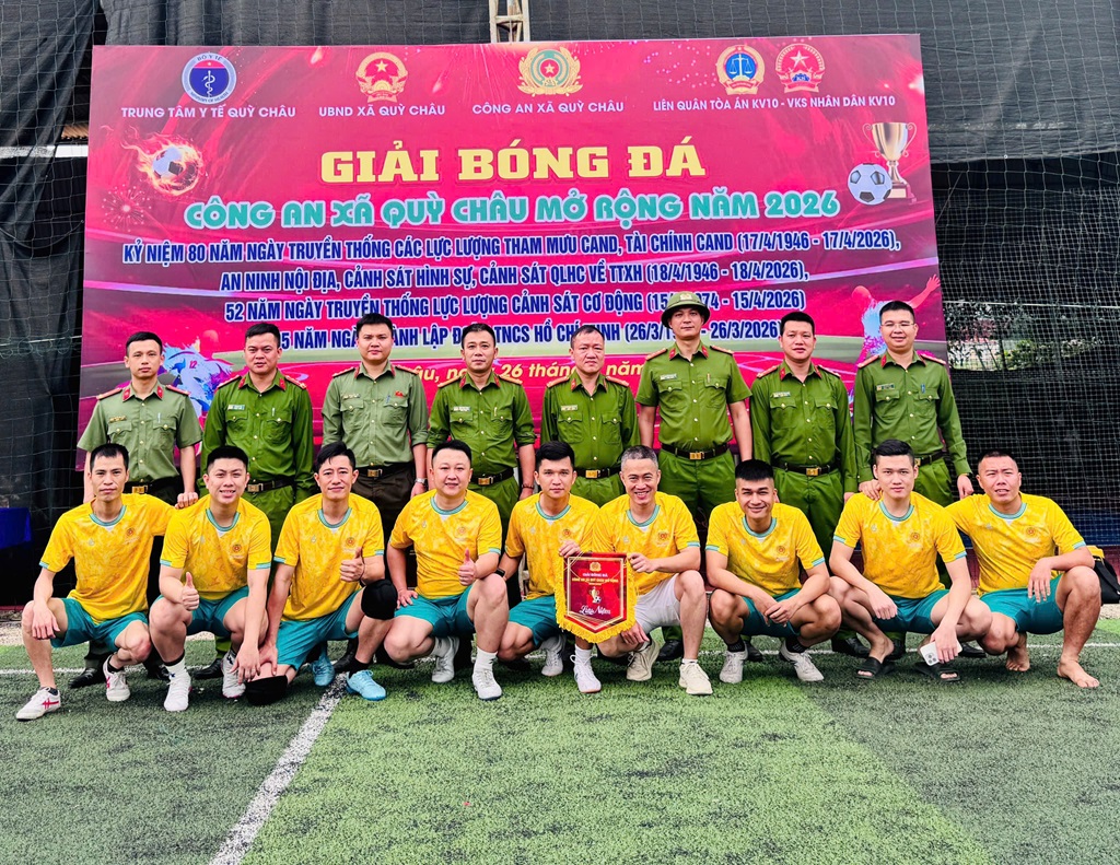 Công an xã Quỳ Châu giao lưu thể thao kỷ niệm 95 năm Ngày thành lập Đoàn