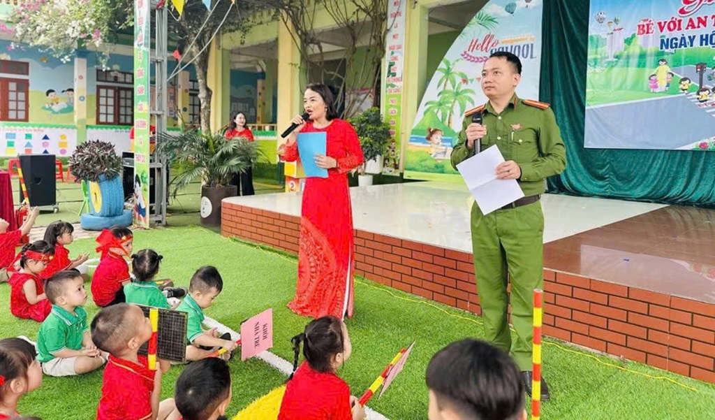 Công an xã Nghi Lộc tổ chức chương trình “Bé với an toàn giao thông – Ngày hội Olympic Kids”