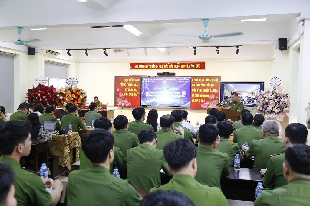 Toàn cảnh Lễ khai trương Phòng học trực tuyến tại Học viện CSND