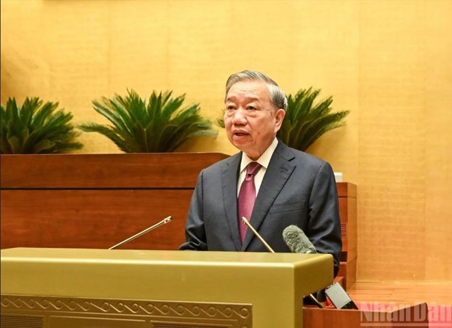 Tổng Bí thư Tô Lâm, Chủ tịch nước phát biểu chỉ đạo tại Hội nghị toàn quốc nghiên cứu, học tập, quán triệt và triển khai thực hiện Nghị quyết Hội nghị lần thứ hai, Ban Chấp hành Trung ương Đảng khóa XIV