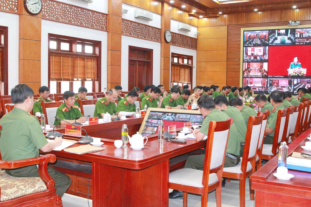 Toàn cảnh Hội nghị tại điểm cầu Công an tỉnh Nghệ An