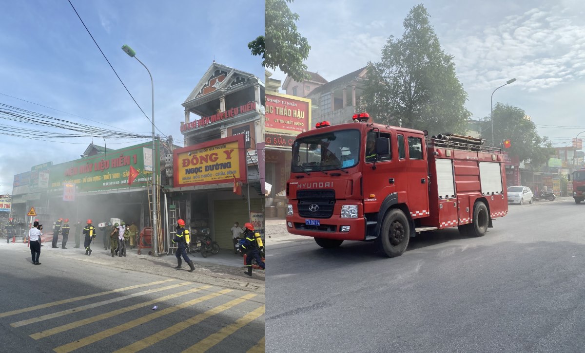 Lực lượng Cảnh sát Phòng cháy chữa cháy Công an tỉnh có mặt hiện trường