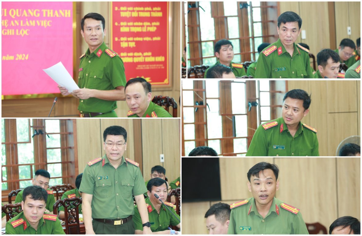 Lãnh đạo, chỉ huy Công an huyện Nghi Lộc phát biểu