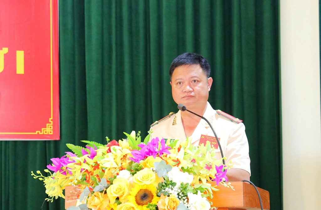 Trung tá Nguyễn Văn Cương, Trưởng Công an xã phát biểu