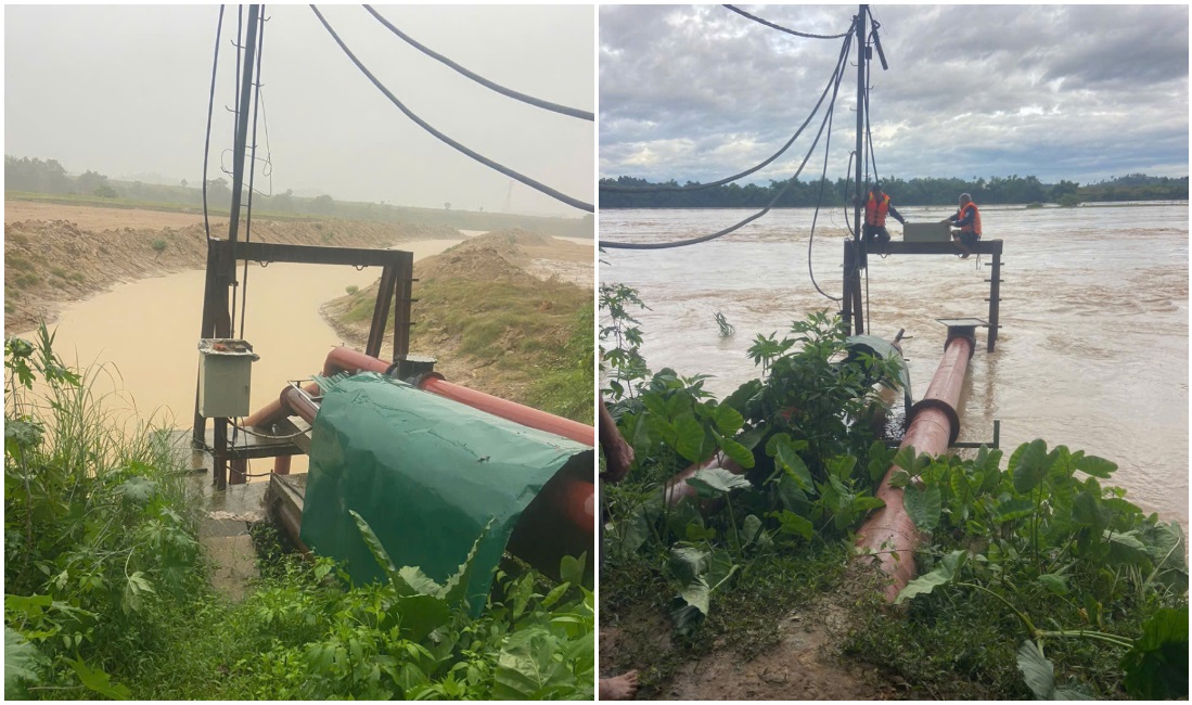 Trạm bơm Thuận Sơn trước và sau khi lũ dâng