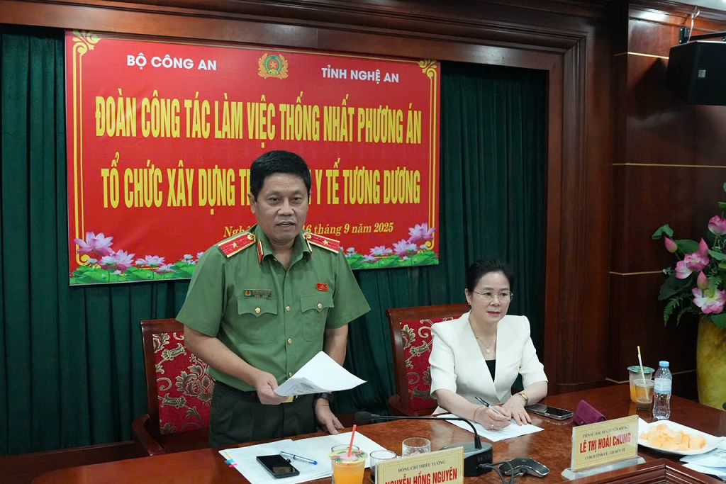 Đoàn công tác Bộ Công an làm việc với tỉnh Nghệ An về xây dựng Trung tâm Y tế Tương Dương