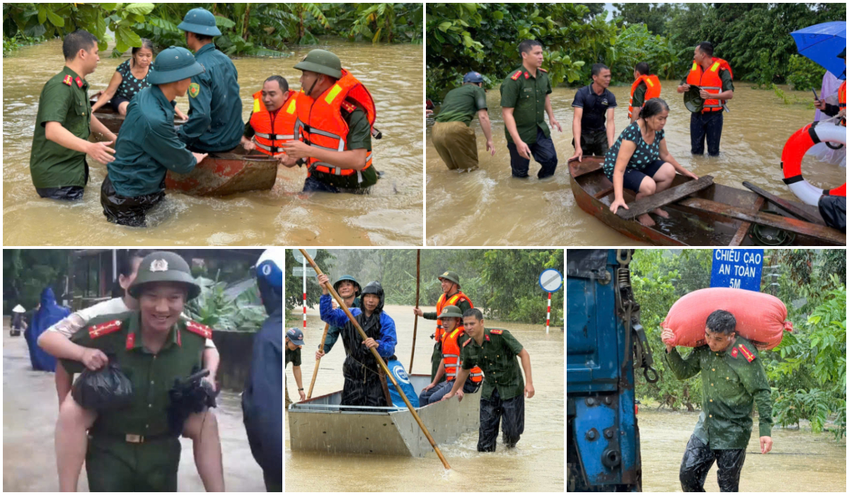 Công an xã nỗ lực giúp dân ứng phó với mưa lũ