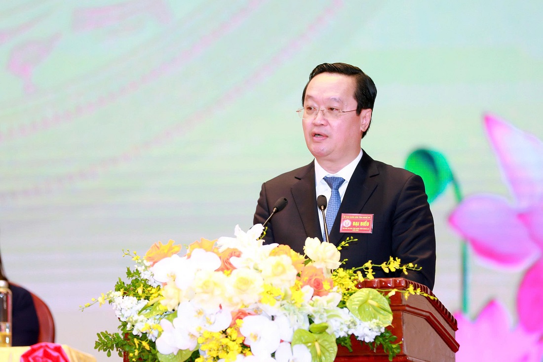 Đồng chí Nguyễn Đức Trung - Bí thư Tỉnh ủy Nghệ An phát biểu chỉ đạo tại Đại hội