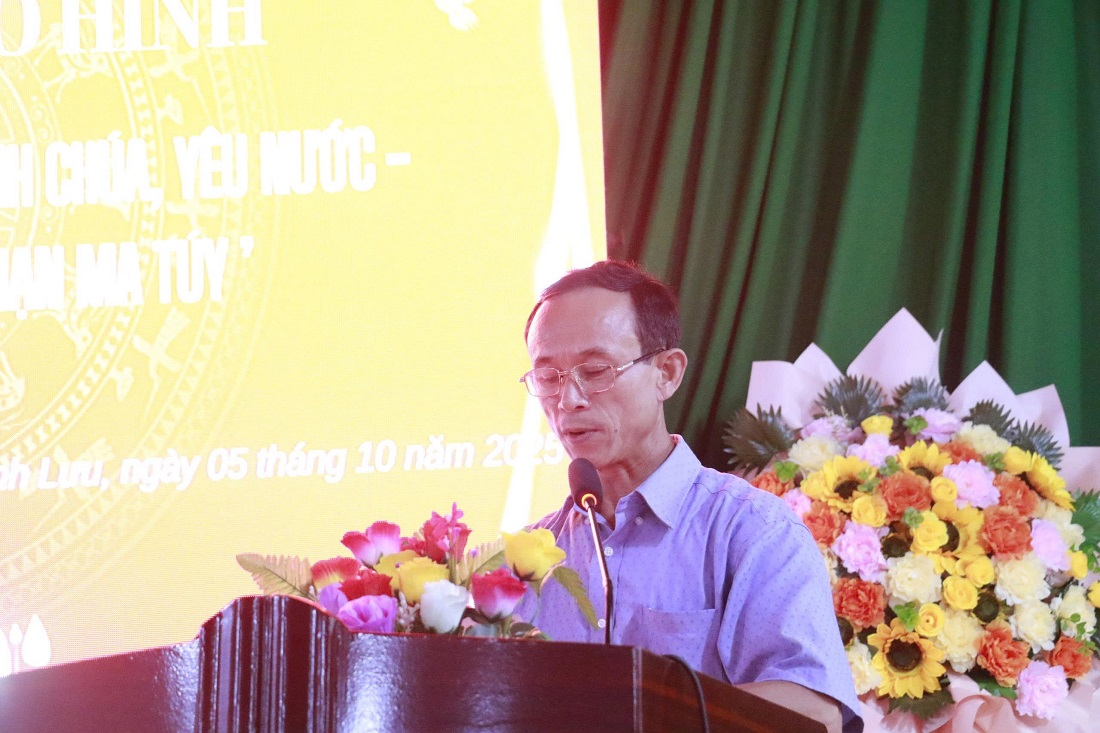 Linh mục Trần Đức Hương- Chủ tịch Hội đồng mục vụ giáo xứ Yên Lưu phát biểu tại buổi lễ