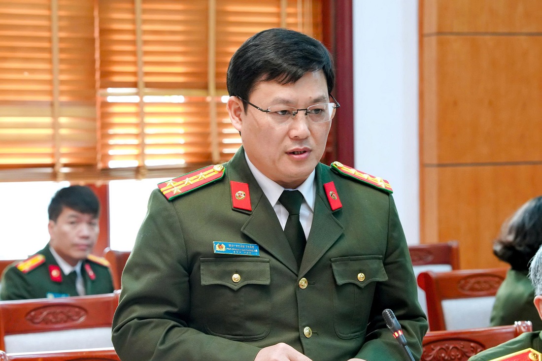 Đồng chí Đại tá Mai Xuân Thảo, Phó Chánh văn phòng Bộ Công an thông qua dự thảo biên bản kiểm tra