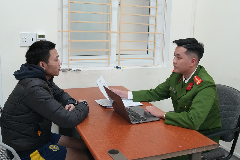 Đối tượng N.B.N. tại Cơ quan Công an