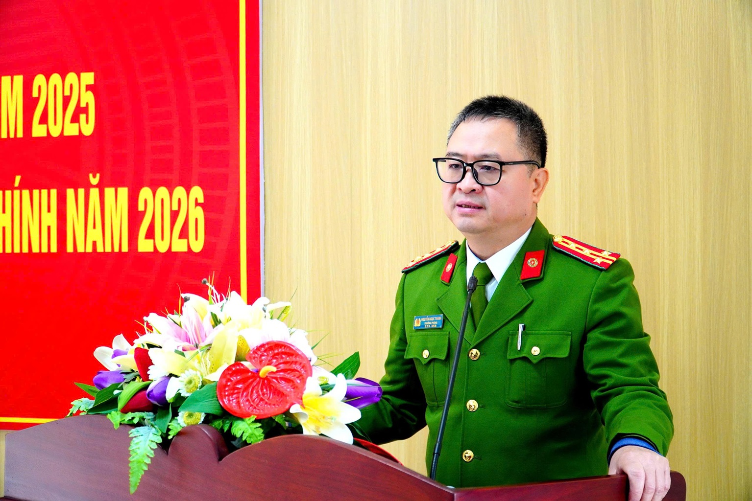 Lãnh đạo Phòng Cảnh sát PCCC và CNCH phát biểu tại Lễ phát động