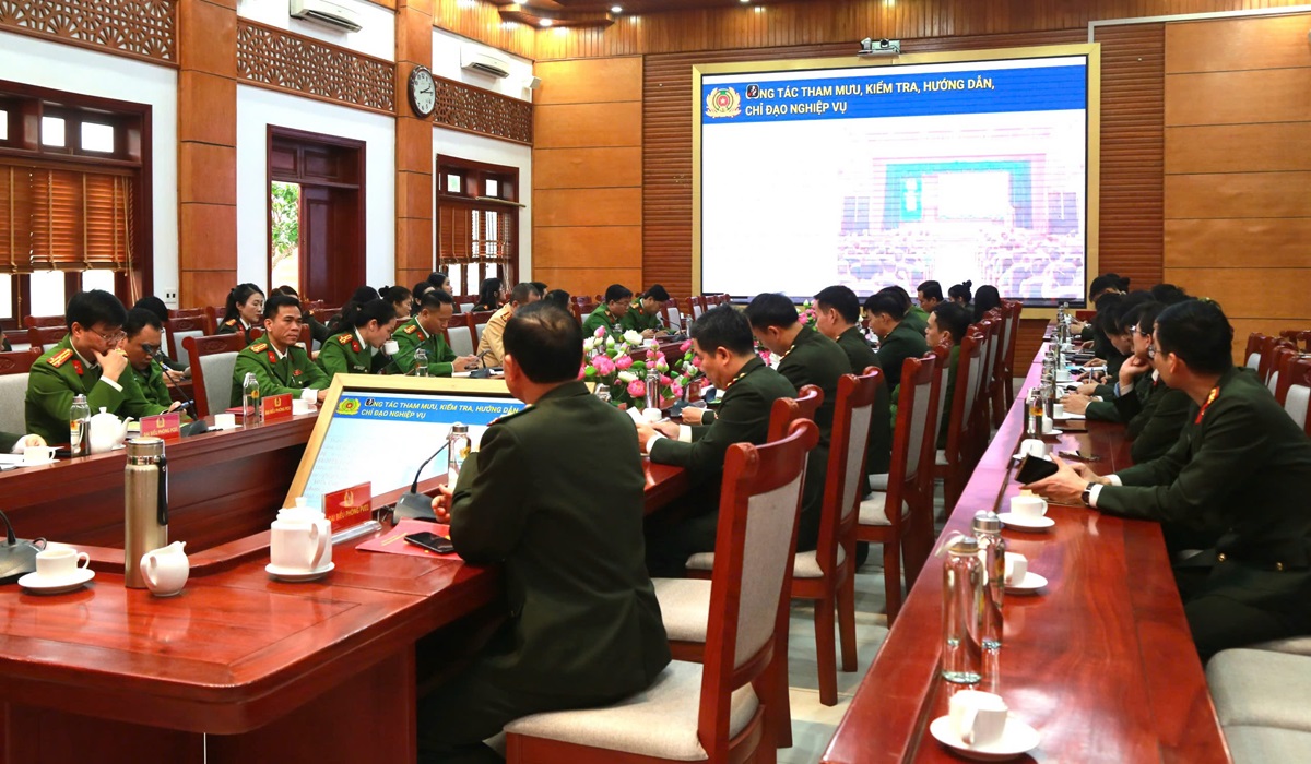 Toàn cảnh Hội nghị tại điểm cầu Công an tỉnh Nghệ An