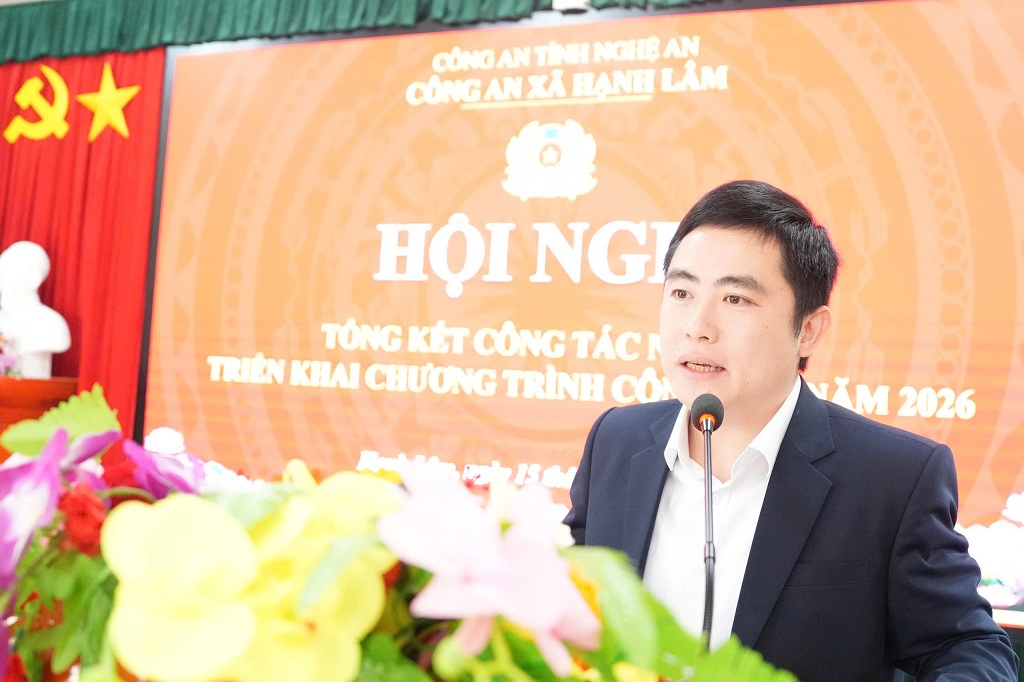 Đồng chí Nguyễn Thái An, Bí thư Đảng ủy, Chủ tịch HĐND xã phát biểu chỉ đạo tại Hội nghị