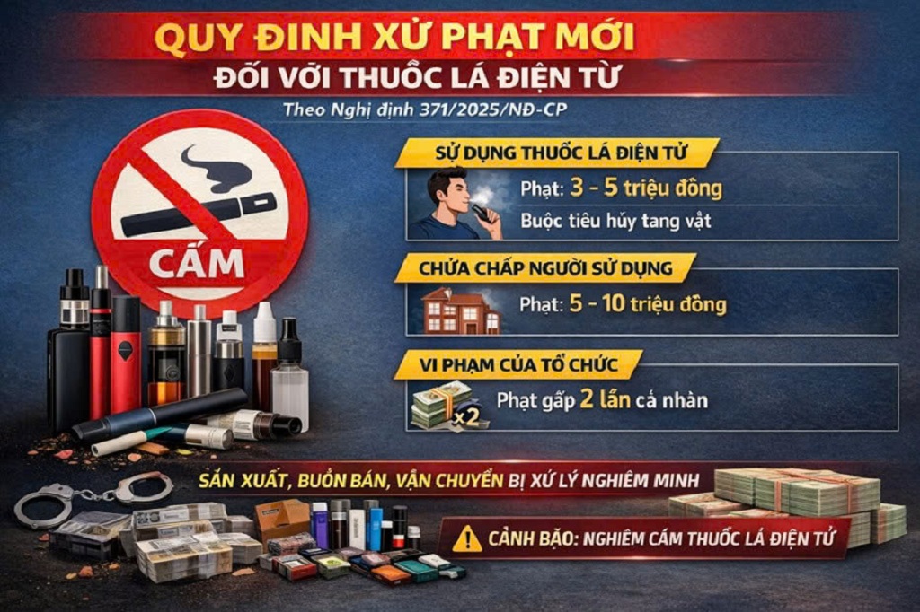  Quy định xử phạt mới đối với các hành vi sử dụng thuốc lá điện tử