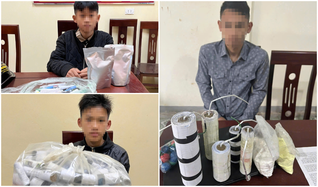 Các đối tượng và tang vật thu giữ