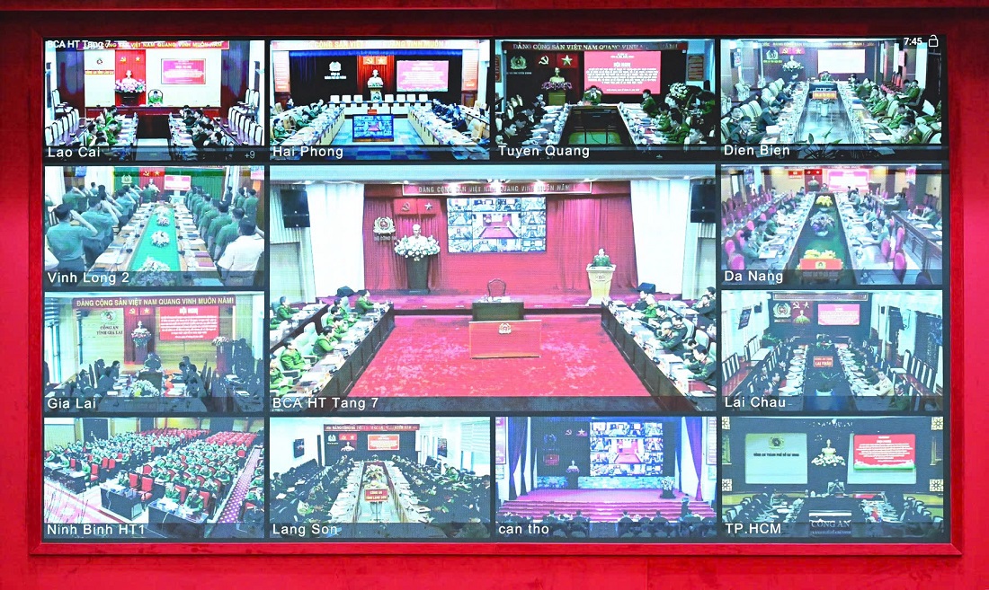 Hội nghị được tổ chức dưới hình thức trực tuyến đến Công an các địa phương