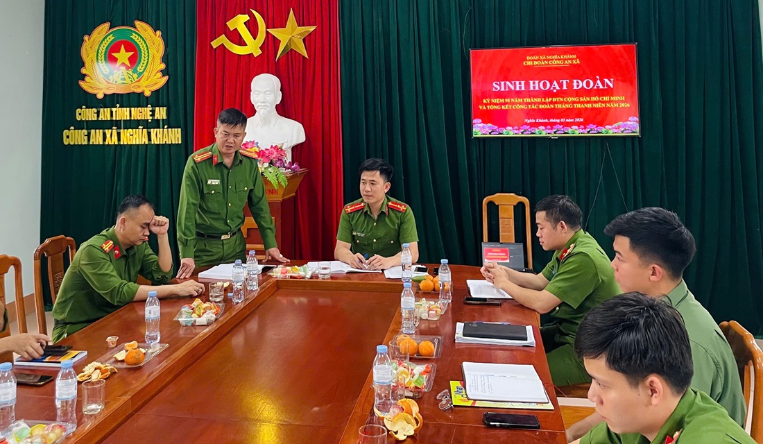 Chi đoàn Công an xã Nghĩa Khánh tổ chức sinh hoạt đoàn
