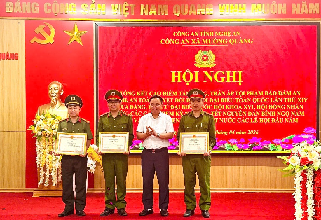 Công an xã Mường Quàng tổng kết cao điểm tấn công, trấn áp tội phạm