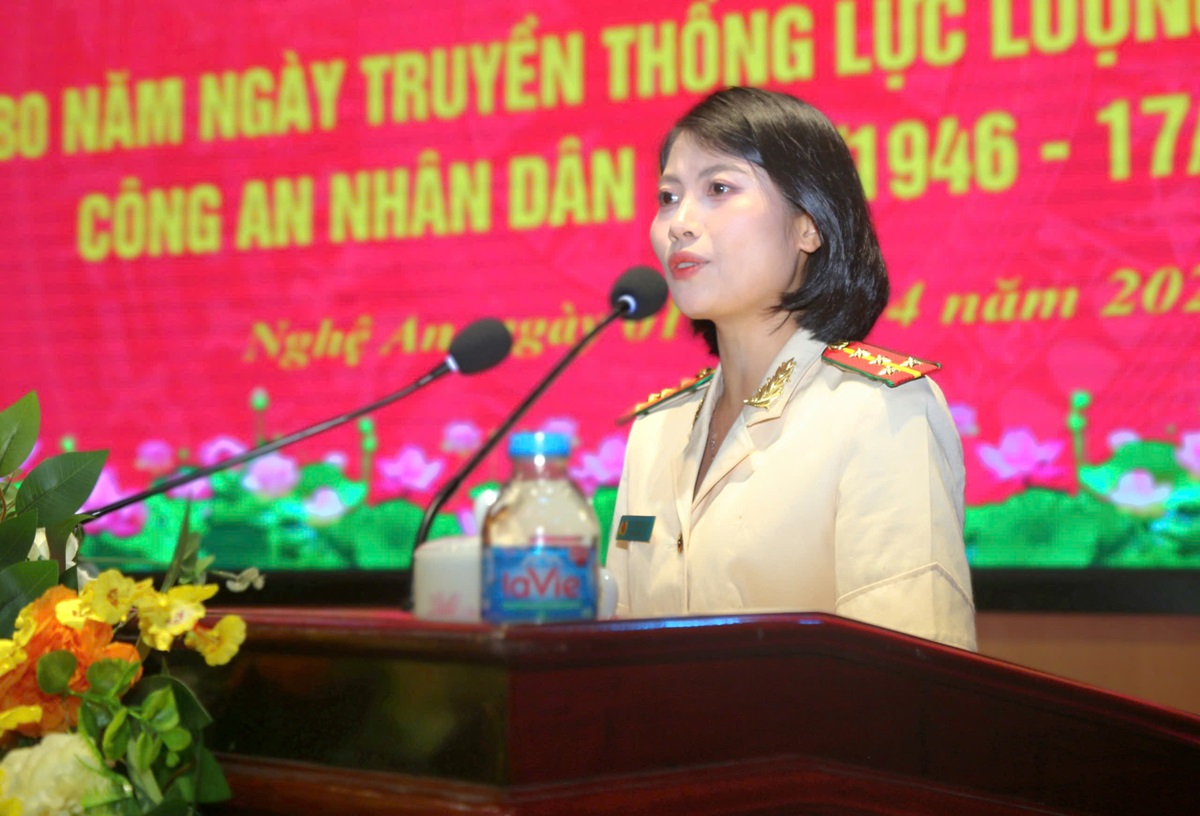 Đại diện thế hệ trẻ lực lượng Tài chính Công an Nghệ An phát biểu