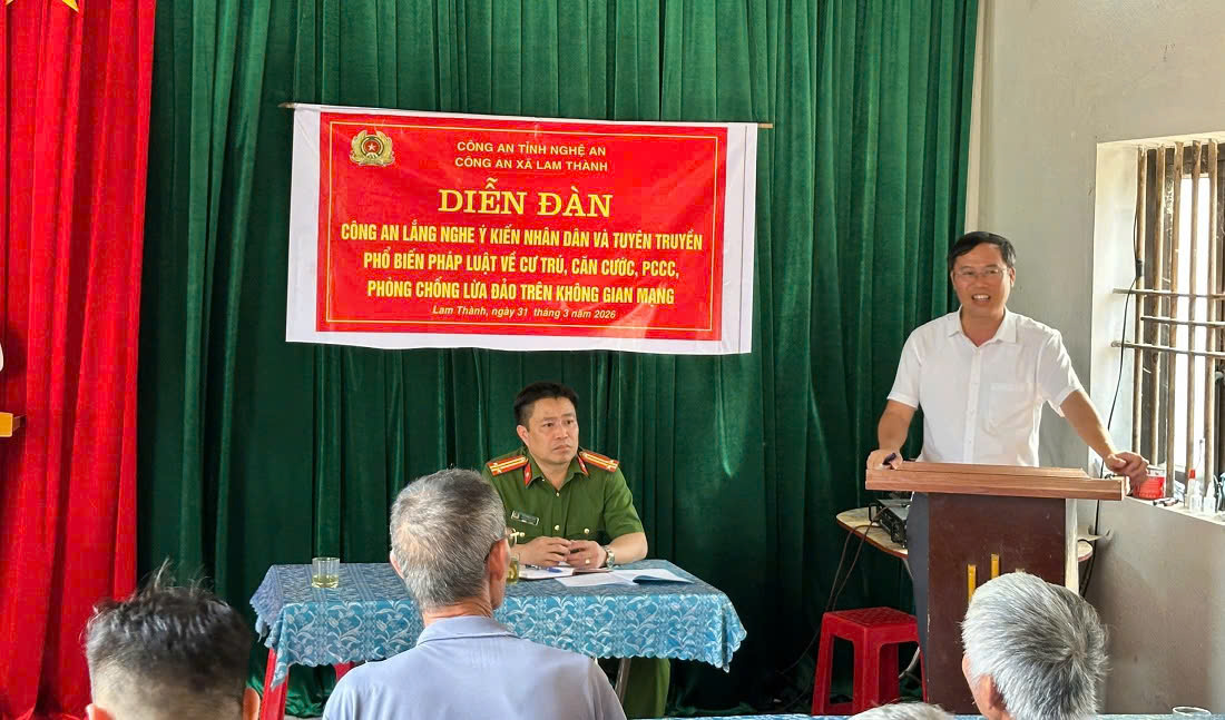 Công an xã Lam Thành tổ chức diễn đàn “Công an lắng nghe ý kiến nhân dân”