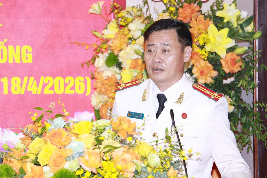 Lãnh đạo Phòng An ninh nội địa phát biểu