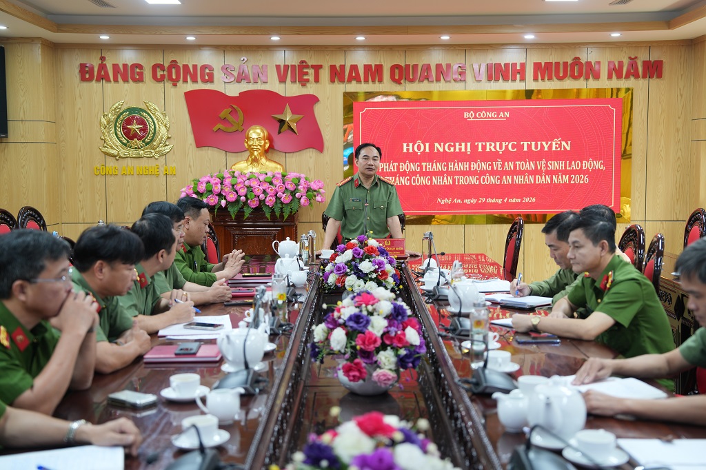 Toàn cảnh Hội nghị tại điểm cầu Công an tỉnh Nghệ An