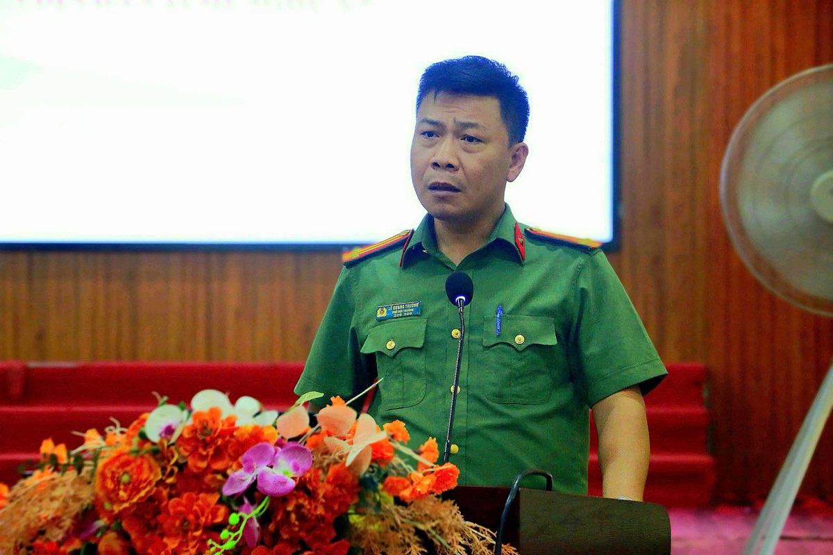 Đại diện Phòng An ninh chính trị nội bộ phát biểu tại Hội nghị