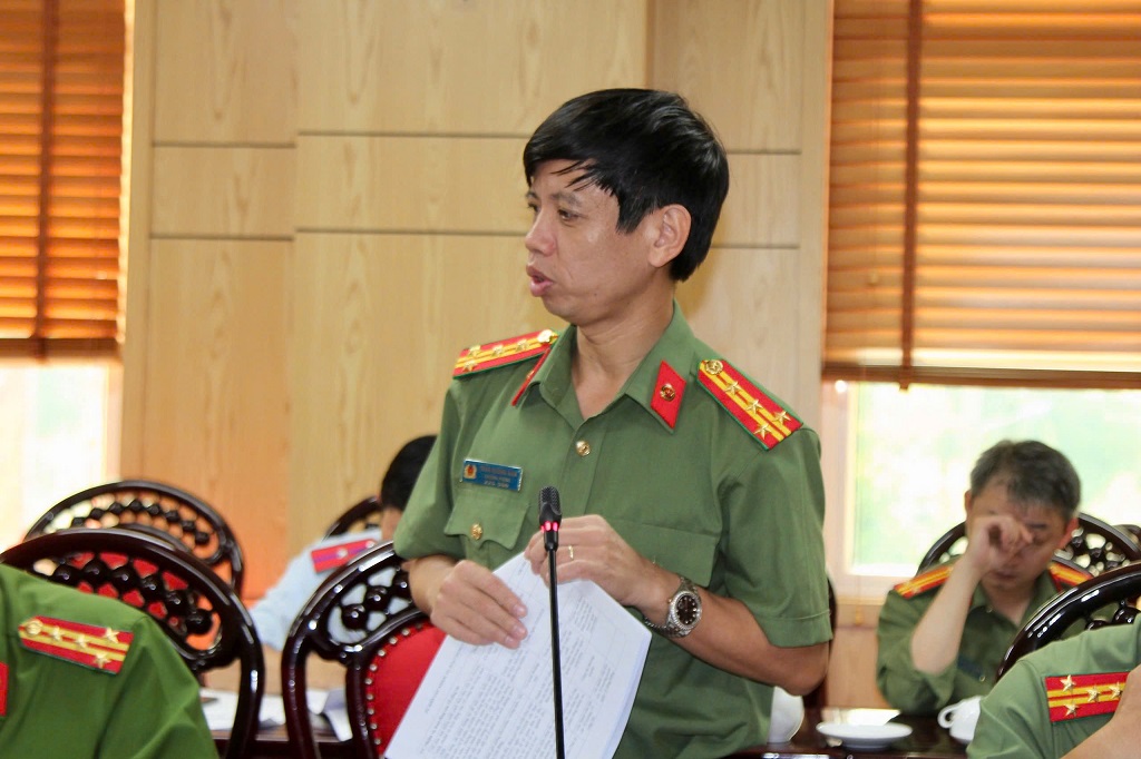 Đại diện lãnh đạo một số phòng Công an tỉnh phát biểu
