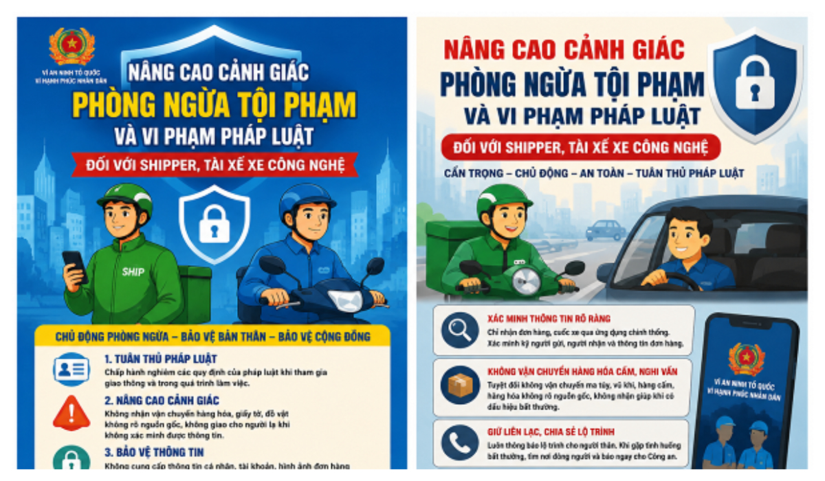 Nâng cao cảnh giác, phòng ngừa tội phạm và vi phạm pháp luật liên quan đến shipper, tài xế xe công nghệ