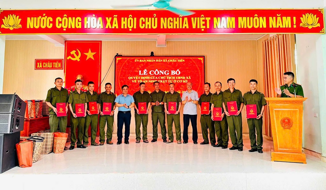 Công an xã Châu Tiến kiện toàn Tổ bảo vệ an ninh, trật tự ở cơ sở