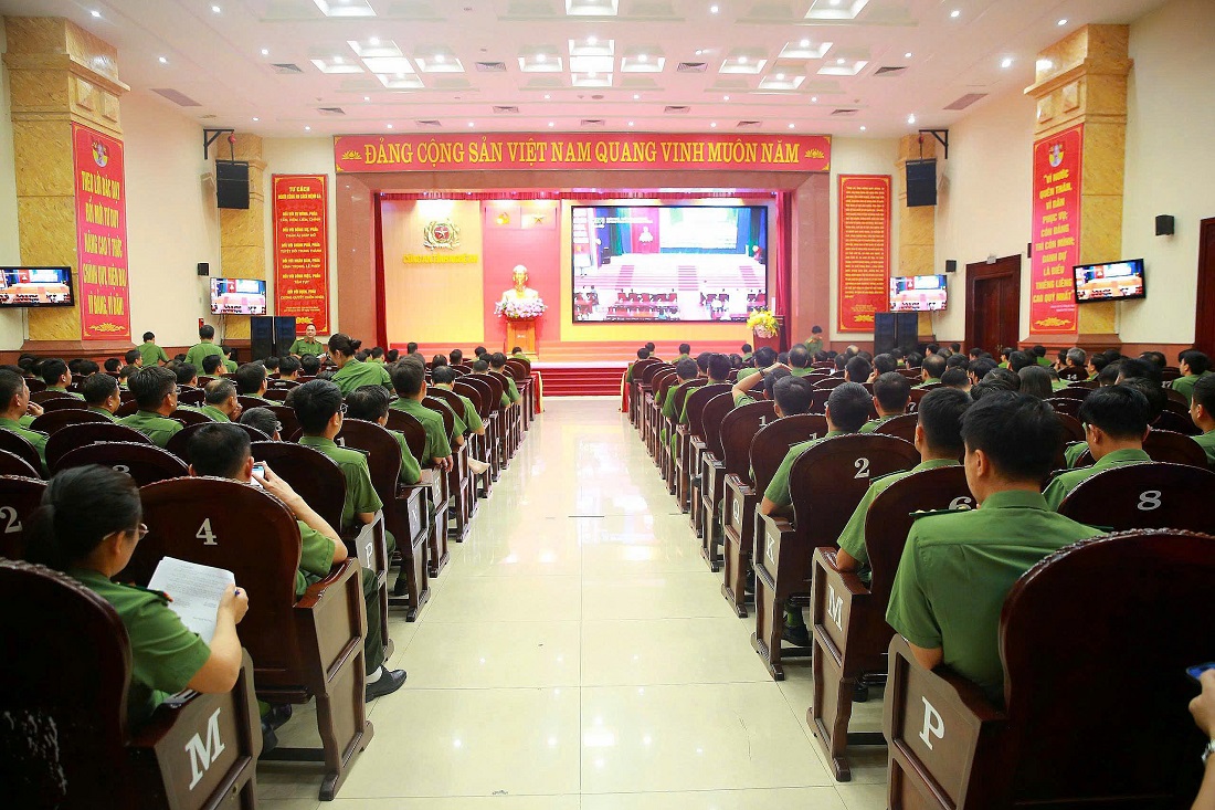 Toàn cảnh Hội nghị tại điểm cầu Công an tỉnh Nghệ An