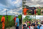 Công an xã Xuân Lâm phối hợp Điện lực Thanh Chương tuần tra, kiểm tra và tuyên truyền phòng ngừa thả diều dưới đường dây điện