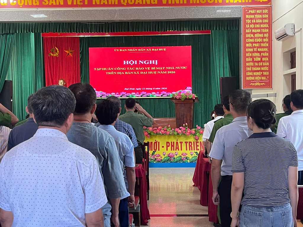 Công an xã Đại Huệ tham mưu tổ chức tập huấn công tác bảo vệ bí mật nhà nước năm 2026