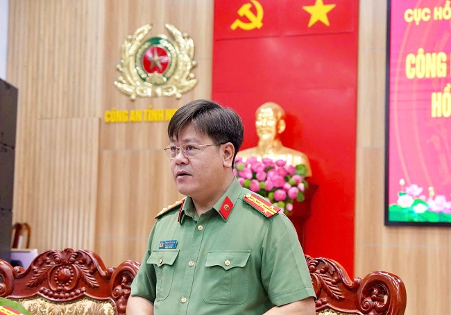 Đồng chí Đại tá Phạm Văn Tuấn, Phó Cục trưởng Cục Hồ sơ nghiệp vụ, Bộ Công an phát biểu kết luận kiểm tra