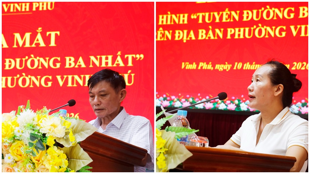 Đại diện Ban cán sự Khối và hộ kinh doanh trên tuyến đường Phạm Đình Toái phát biểu       