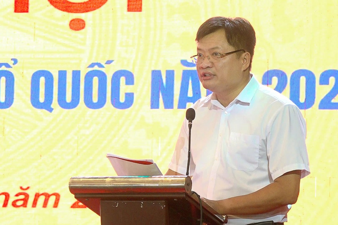 Đồng chí Ngô Đức Kiên, Bí thư Đảng ủy, Chủ tịch HĐND phường phát biểu tại Ngày hội
