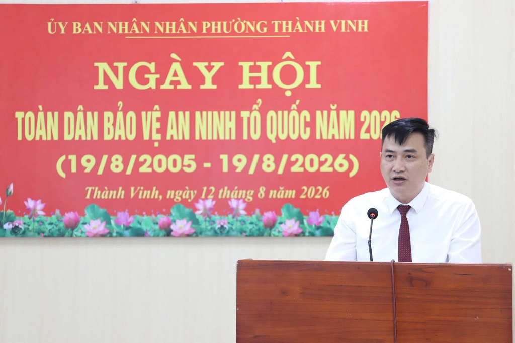 Đại diện Lãnh đạo phường Thành Vinh phát biểu tại Ngày hội