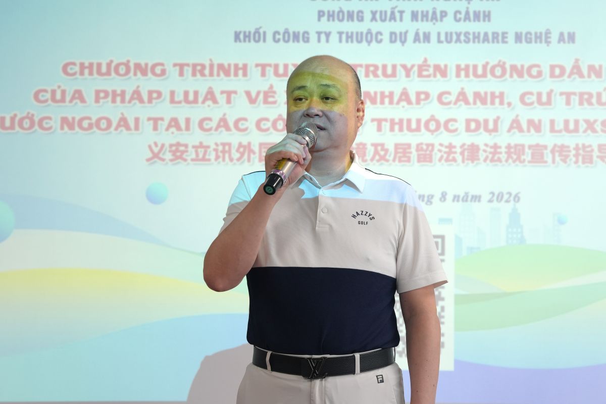 Đại diện Lãnh đạo Luxshare Nghệ An phát biểu 
